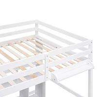 Full Size Loft Bed With Multi-Storage Desk, Led Light And Bedside Tray, Charging Station