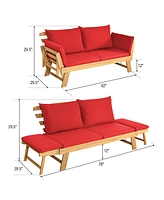Slickblue Adjustable Patio Convertible Sofa with Thick Cushion