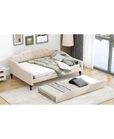 Simplie Fun Full Size Upholstered Tufted Daybed With Twin Size Trundle