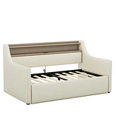 Simplie Fun Hydraulic Storage Twin Daybed, Beige