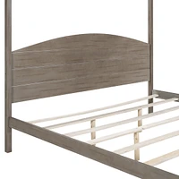 King Size Canopy Platform Bed With Headboard And Support Legs, Wash