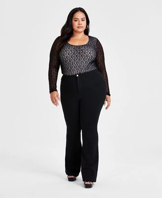 Bar Iii Womens Flare Leg Ponte Knit Pants Pxxs 4x Created For Macys