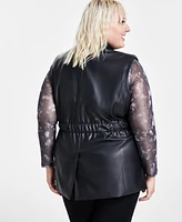 Bar Iii Trendy Plus Faux-Leather Moto Vest, Created for Macy's