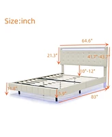 Streamdale Furniture Floating Queen Bed Frame with Led & Usb Charger