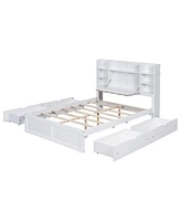 Streamdale Furniture Full Size Bed Frame with Storage and Shelves, White