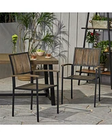 Modern Industrial Acacia Wood Dining Chairs (Set of 2)