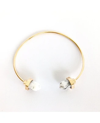 sanctuaire Sanctuary Project by Semi Precious White Howlite Pillar Cuff Bracelet Gold