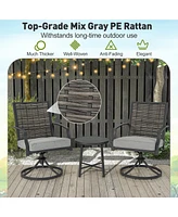 Slickblue 3 Piece Patio Swivel Chair Set with Soft Seat Cushions for Backyard