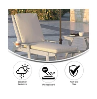 Merrick Lane Edessa Outdoor Patio Water-Resistant Chaise Lounge Cushion With Foam Layer