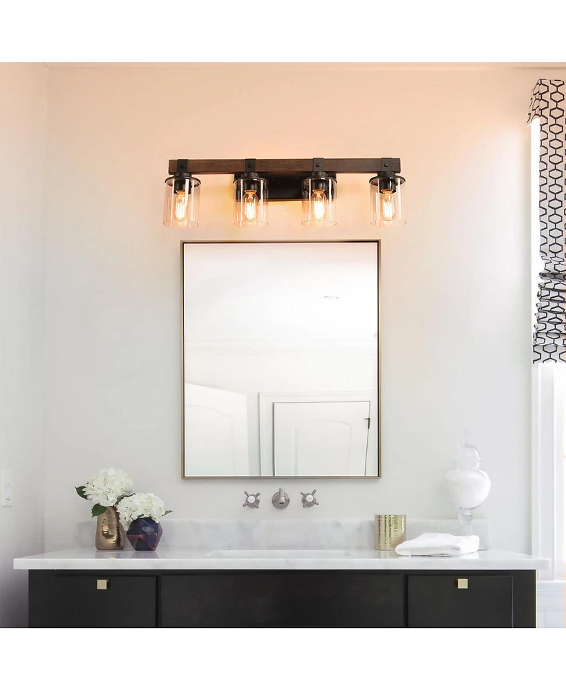 Simplie Fun 4-Lights Farmhouse Vanity Lights Fixture Rustic Bathroom Light Fixture Bathroom Sconce