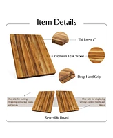 Streamdale Furniture Teak Cutting Board Reversible Chopping Serving Board Multipurpose Food Safe Thick Board