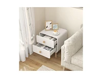 Slickblue Nightstand with 2 Drawers Solid Rubber Wood Legs