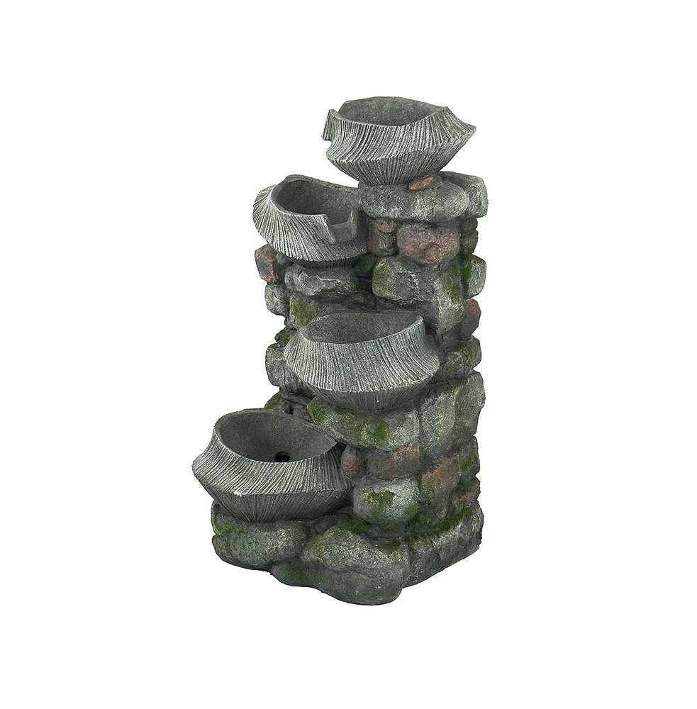 Streamdale Furniture Cascading Elegance 4-Tier Rock Fountain for Patio Tranquility