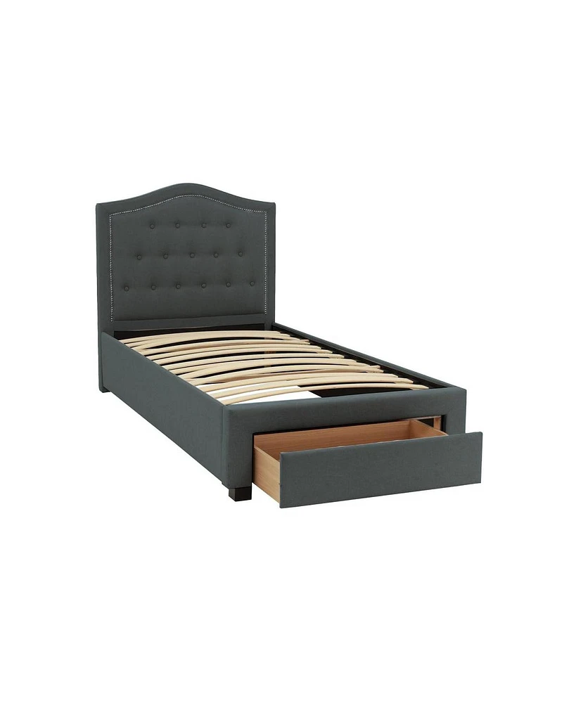 Simplie Fun Twin Size Bed with Drawer Storage and Button Tufted Headboard