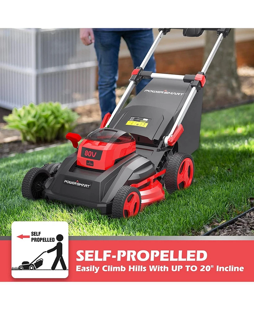 Simplie Fun Black & Red 80V Brushless Cordless Self-Propelled Electric Lawn Mower