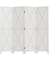 Homcom 4-Panel Folding Room Divider, 5.6 Ft Tall Freestanding Privacy Screen Panels for Indoor Bedroom Office, White