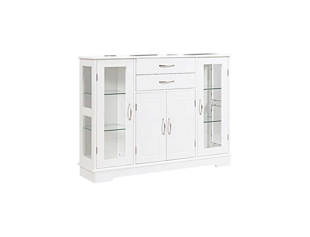 Slickblue Sideboard Buffet Server Storage Cabinet with 2 Drawers and Glass Doors