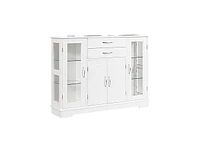 Slickblue Sideboard Buffet Server Storage Cabinet with 2 Drawers and Glass Doors