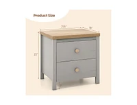Slickblue 2-Drawer Nightstand with Rubber Wood Legs