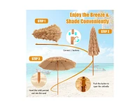 8 Feet Patio Thatched Tiki Umbrella Hawaiian Hula Beach Umbrella