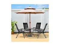 Slickblue 2 Pcs Portable Patio Folding Dining Chairs with Headrest Adjust for Camping -Black