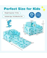 Slickblue Kids Recliner Sofa Converts to Sleeper Bed for Boys Girls-Blue