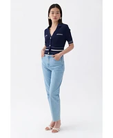 Nocturne Women's Short Sleeve Buttoned Knit Cardigan