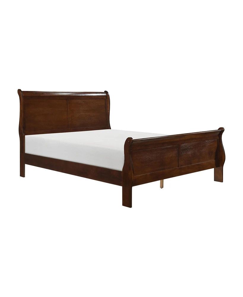 Streamdale Furniture Classic Louis Philipe Style Full Bed Brown Cherry Finish 1 Piece Traditional Design Sleigh Bed