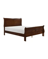 Streamdale Furniture Classic Louis Philipe Style Full Bed Brown Cherry Finish 1 Piece Traditional Design Sleigh Bed