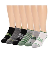 Muk Luks Men's 6 Pack Pickleball Ankle Socks, Black/Green, One Size