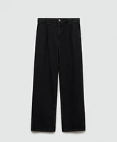 Mango Women's Straight Pleated Jeans