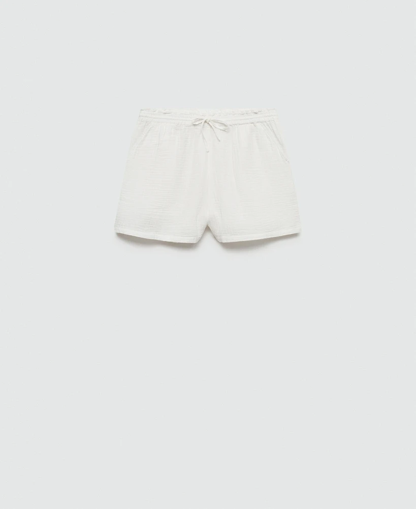 Mango Women's Elastic Waist Cotton Shorts
