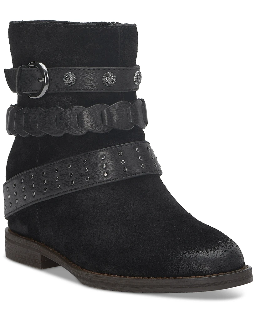 Lucky Brand Women's Miav Strappy Buckle Studded Harness Booties