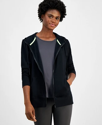 Id Ideology Women's Relaxed Zip-Front Long-Sleeve Fleece Hoodie, Created for Macy's