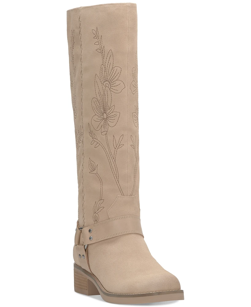 Lucky Brand Women's Kujon Tall Embroidered Floral Stitch Western Boots