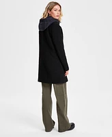 Maralyn & Me Juniors' Mixed-Media Bibbed Boucle Coat