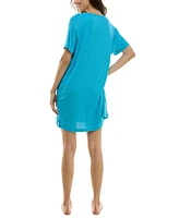 Roudelain Women's Short-Sleeve Henley Sleepshirt