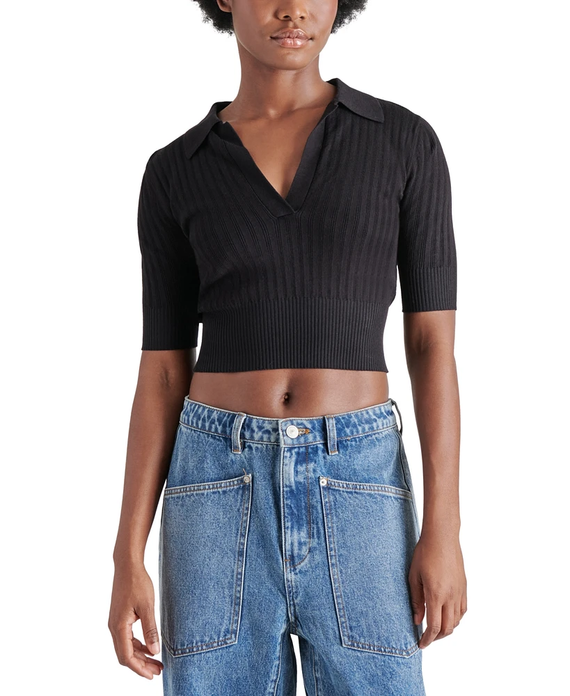 Steve Madden Women's Charlise Cropped Polo Sweater