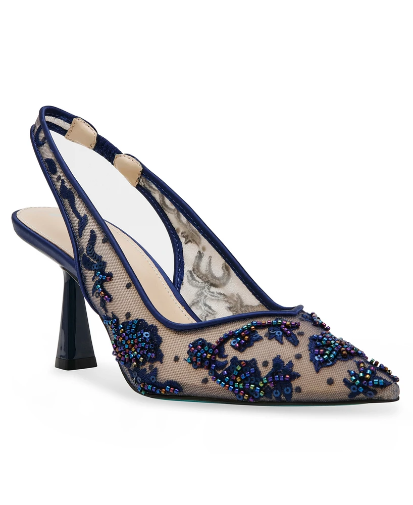 Betsey Johnson Women's Nikki Embroidered Slingback Evening Pumps