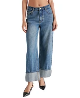 Steve Madden Women's Noeli Wide-Leg Cuffed Jeans