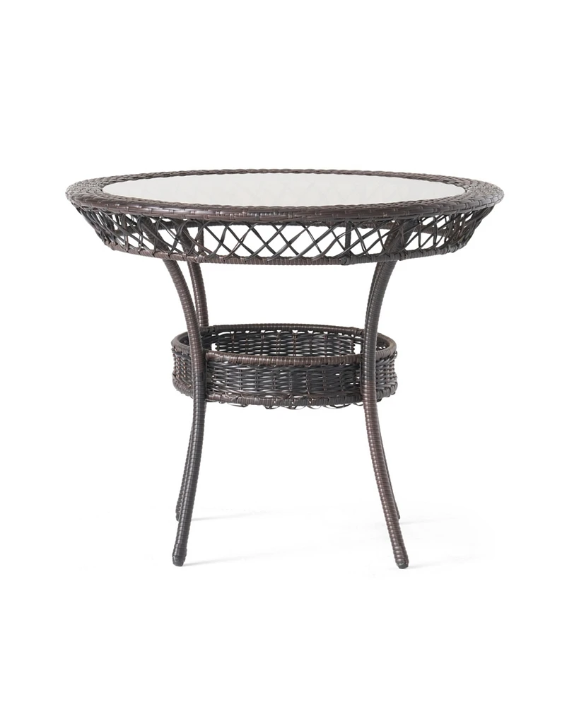 Gaviota 34" Round Wicker Outdoor Dining Table - No Assembly