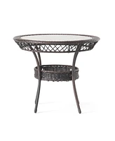 Gaviota 34" Round Wicker Outdoor Dining Table - No Assembly