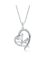 Caribbean Treasures Sterling Silver I Love You, Mom Angel Wing, Cz Heart Pendant