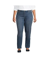 Lands' End Plus Size Recover Mid Rise Boyfriend Blue Jeans