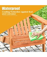 Gymax 4 Pcs Eucalyptus Adirondack Chair Foldable Outdoor Wood Lounger Chair Natural