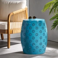 Streamdale Furniture Lace-Cut Barrel Side Table Perfect for Outdoor Elegance