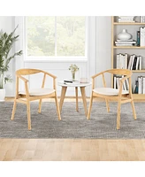 Slickblue Wicker Accent Chair with Armrest and Curved Backrest-Natural