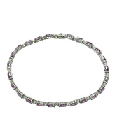 Suzy Levian New York Pink Sapphire & Lab-Grown White Sapphire Oval-cut Tennis Bracelet in Sterling Silver