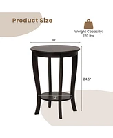Slickblue 2-tier Round End Table with Solid Wood Legs