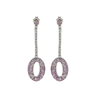 Suzy Levian New York Pink Sapphire & Lab-Grown White Sapphire Oval Circle Drop Dangle Earrings in Sterling Silver by Suzy Levian